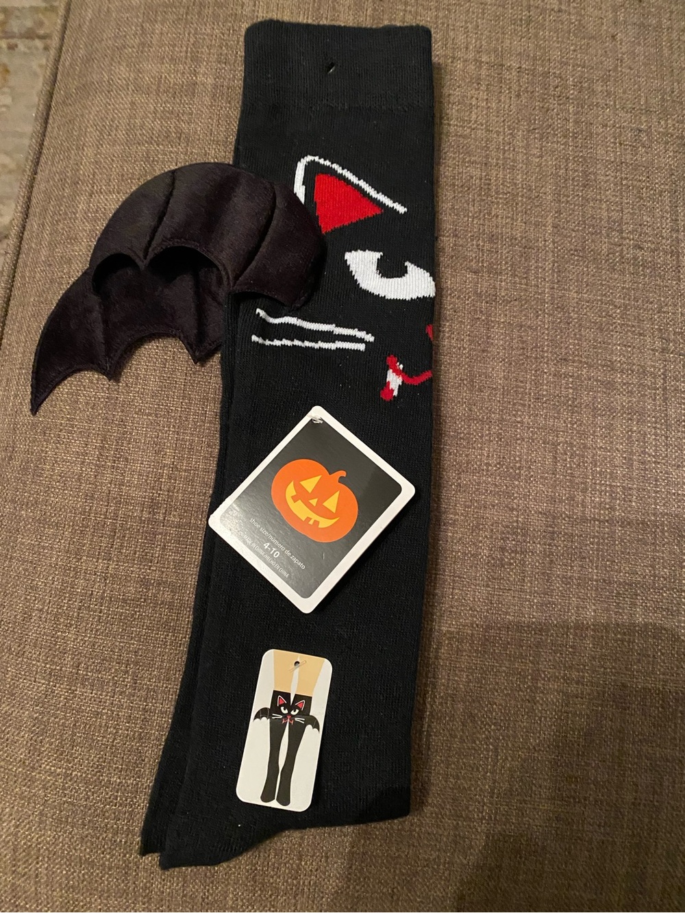 Black Women's Halloween Novelty Over the Knee-High Socks with Bat Design